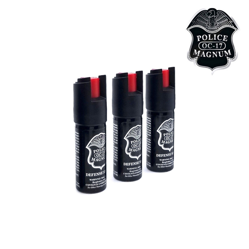 3 Pack POLICE Magnum PEPPER Spray 1/2oz OC-17 Safety lock UV Dye Self Defense