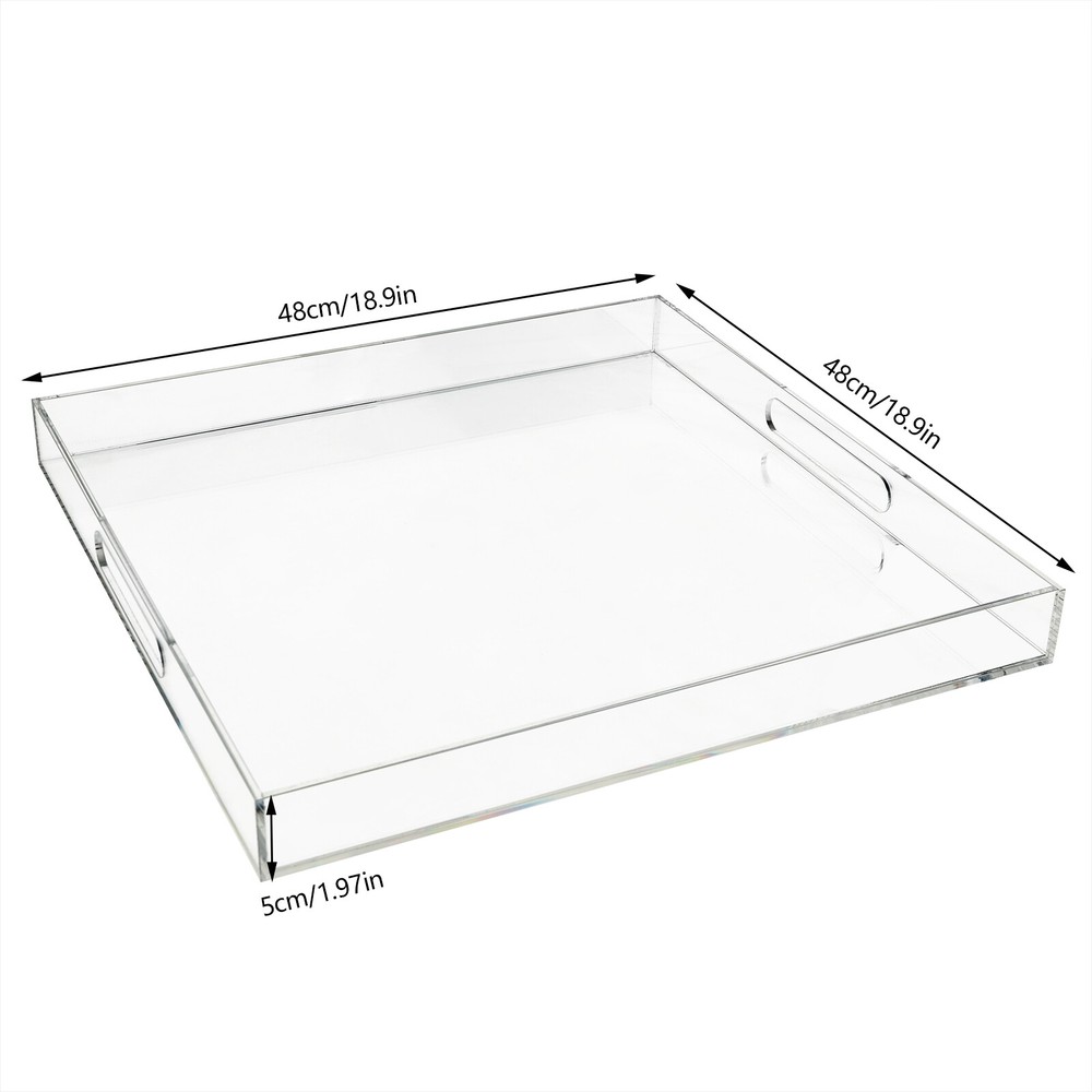 Clear Large Acrylic Serving Tray,Transparent Serving Tray with Handles Tabletop
