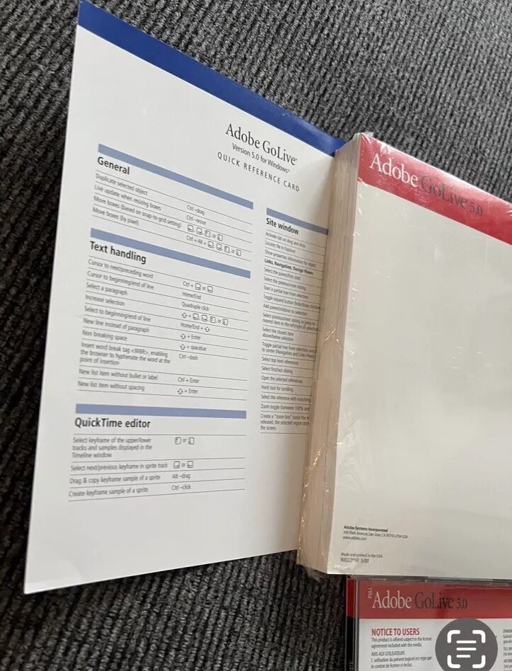 Adobe GoLive 5.0 Disk And Textbook Sealed