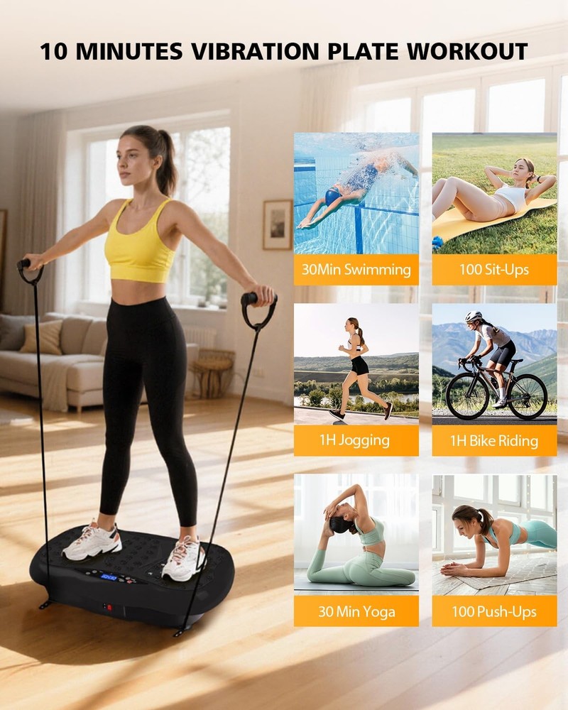 Vibration Plate Exercise Machine, 10 Auto Modes/200-Levels Vibrating Plate fo...