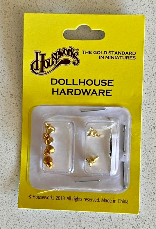 Dollhouse Miniature Brass Crystal Door Knobs, New, 1 pack, 6 knobs, Houseworks