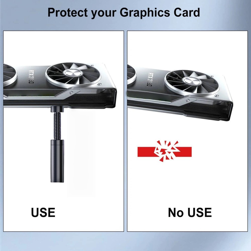 Black GPU Bracket Hard Anodized Aluminum Alloy w/Hidden Magnet for GPU Support