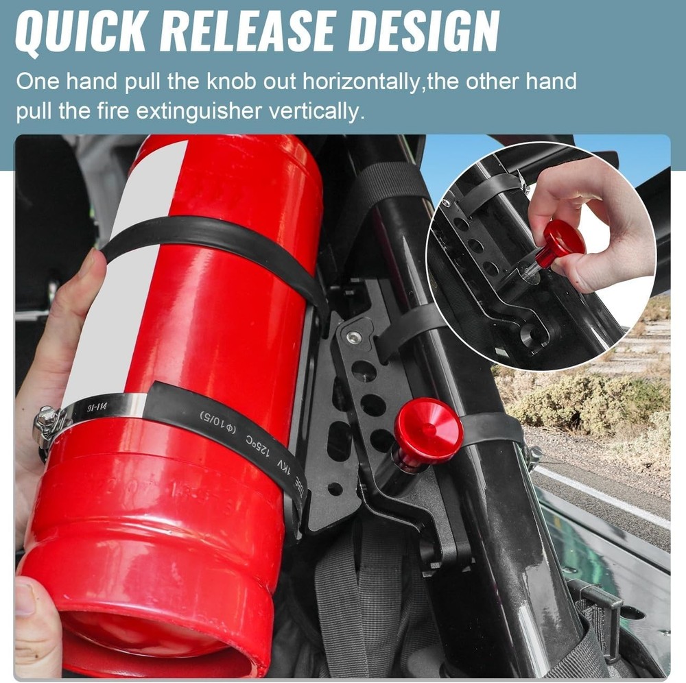 Aluminum Quick Release Roll Bar Fire Extinguisher Mount Holder Compatible wit...
