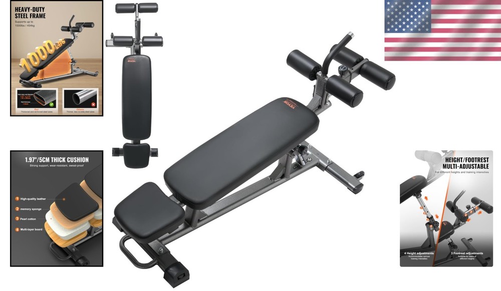 Multi-Functional Sit Up Bench with 1000 Lbs Capacity – Perfect for Home Training