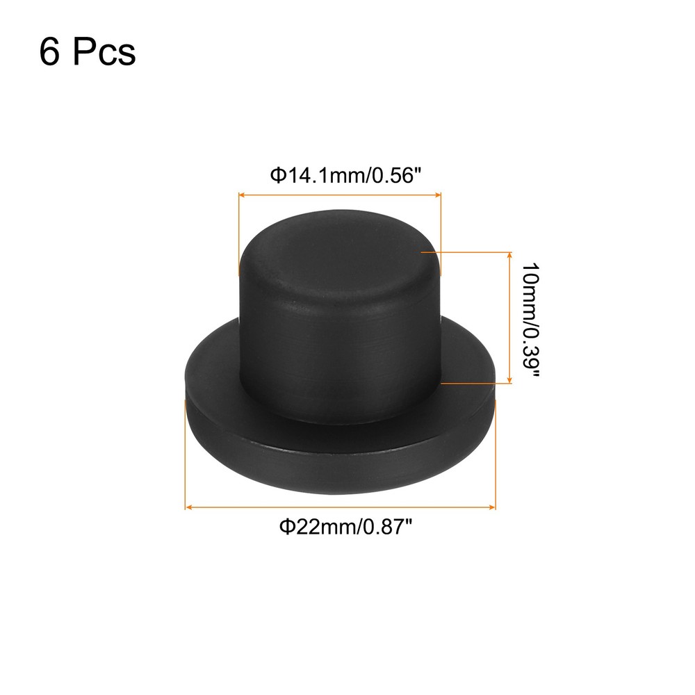 6 x High Temp Silicone Plug T Shaped Solid Silicon Stopper Black 22x14x10mm