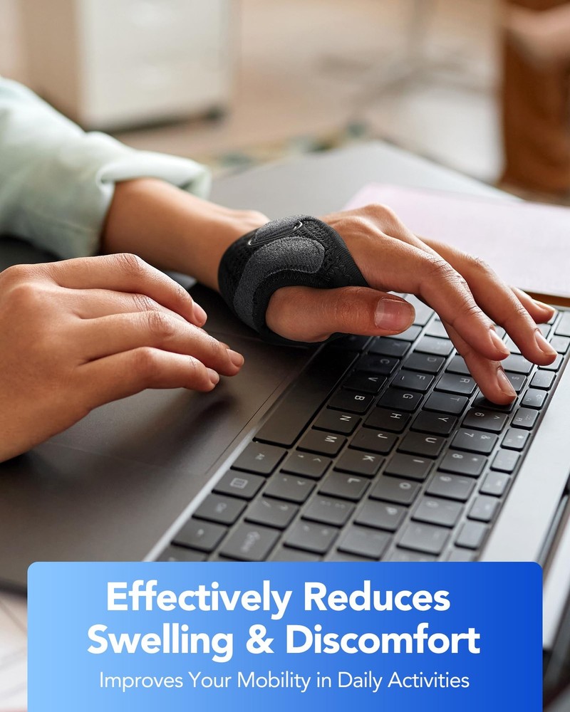 CMC Thumb Brace with Shape-memory Restriction Splint for Medium, Black