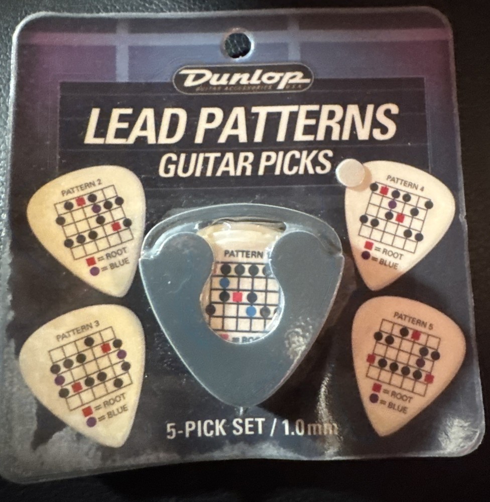 Dunlop Guitar 5 Pick Set Lead Patterns Vintage