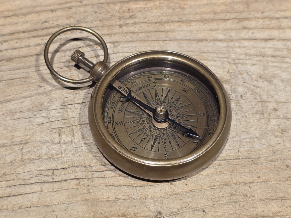 Antique Style Solid Brass Pocket Compass