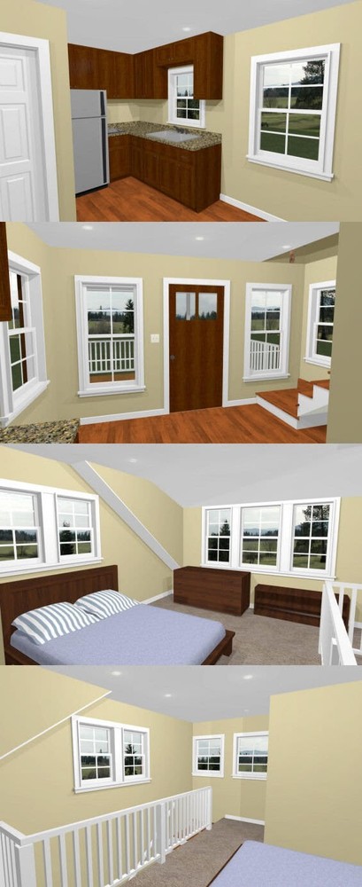 14x14 Tiny House -- 399 sq ft -- PDF FloorPlan -- Model 1C