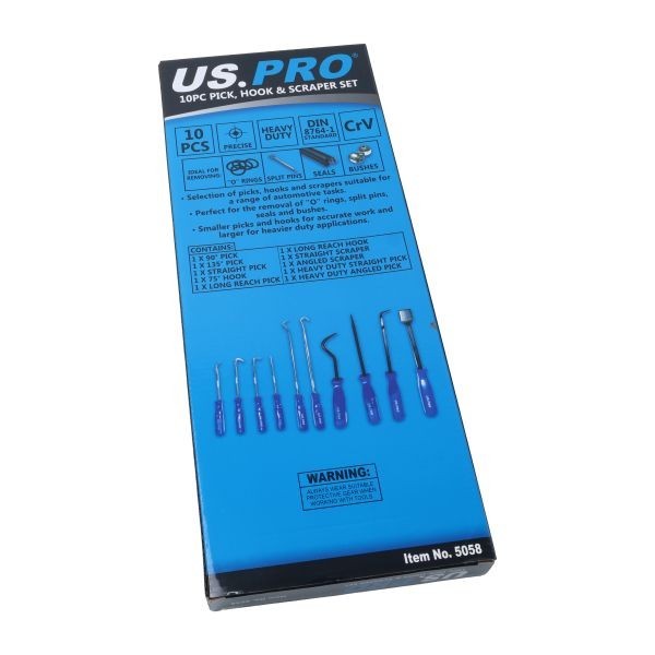 US PRO TOOLS 10pc Hook Pick And Scraper Master Set In EVA Foam Tray