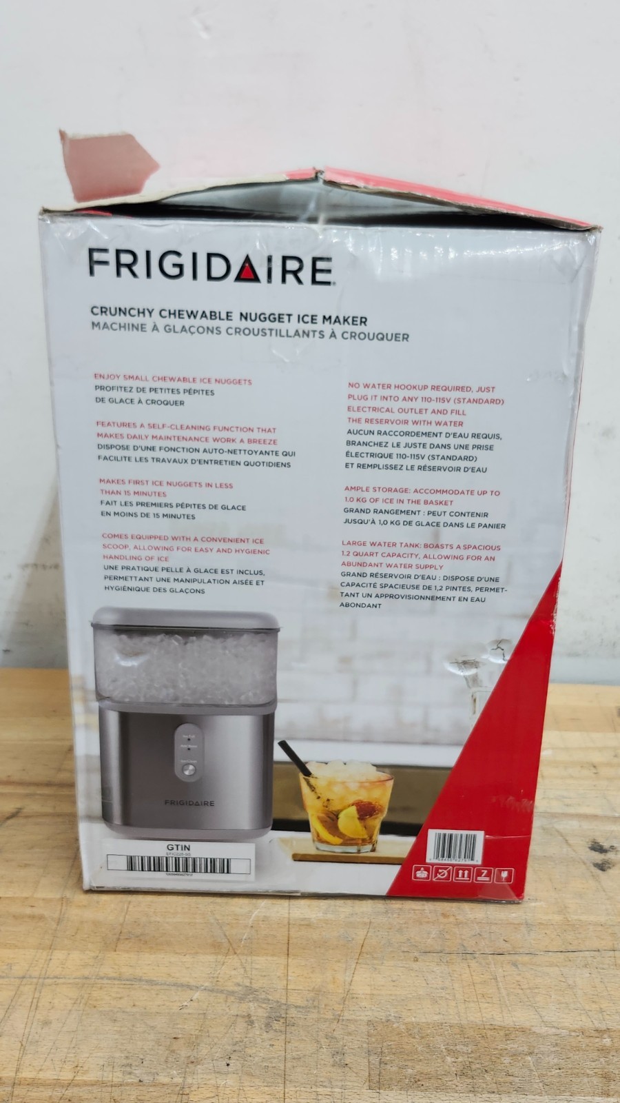 Frigidaire 33 lbs Capacity Nugget Ice Maker, Stainless Steel EFIC228 - Open Box