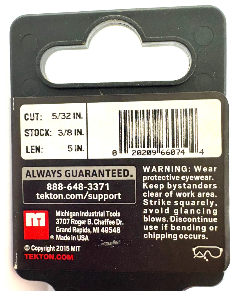5/32" TEKTON 66074 SOLID PUNCH 5" LONG USA
