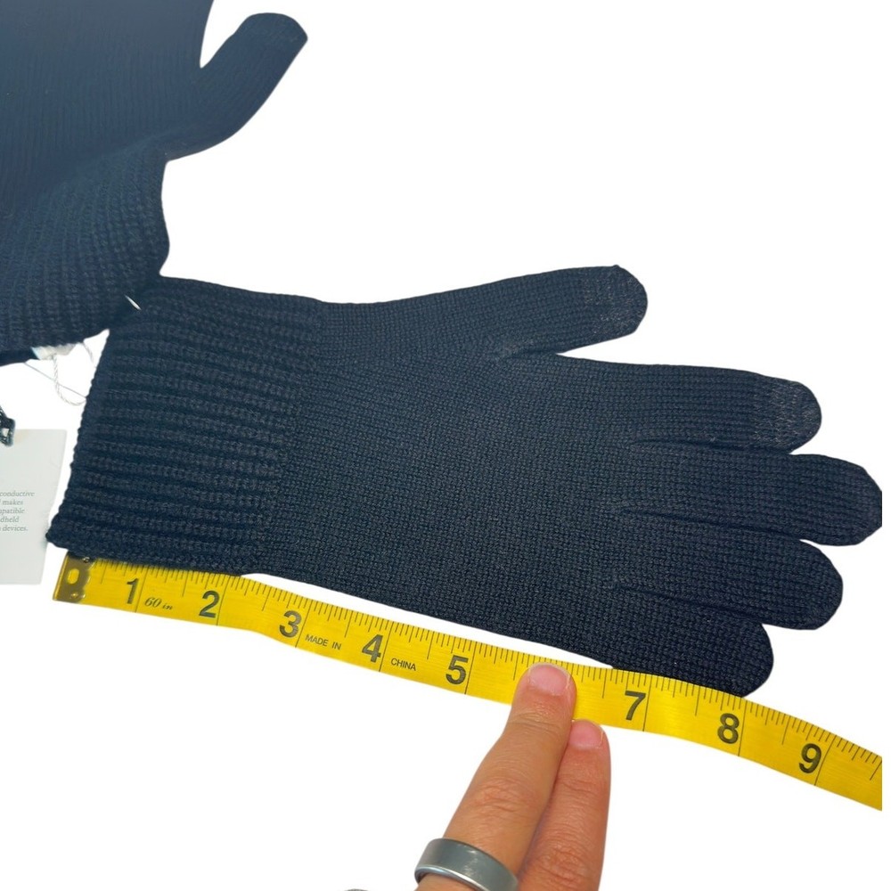 Coach Knit Tech Gloves With Rubber Patch Black S/M