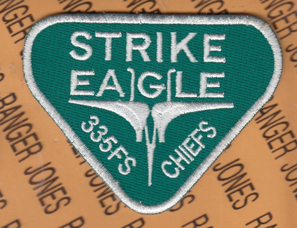 USAF Air Force 335th Figther Squadron FS Strike Eagle CHIEFS ~3.75" patch c/e