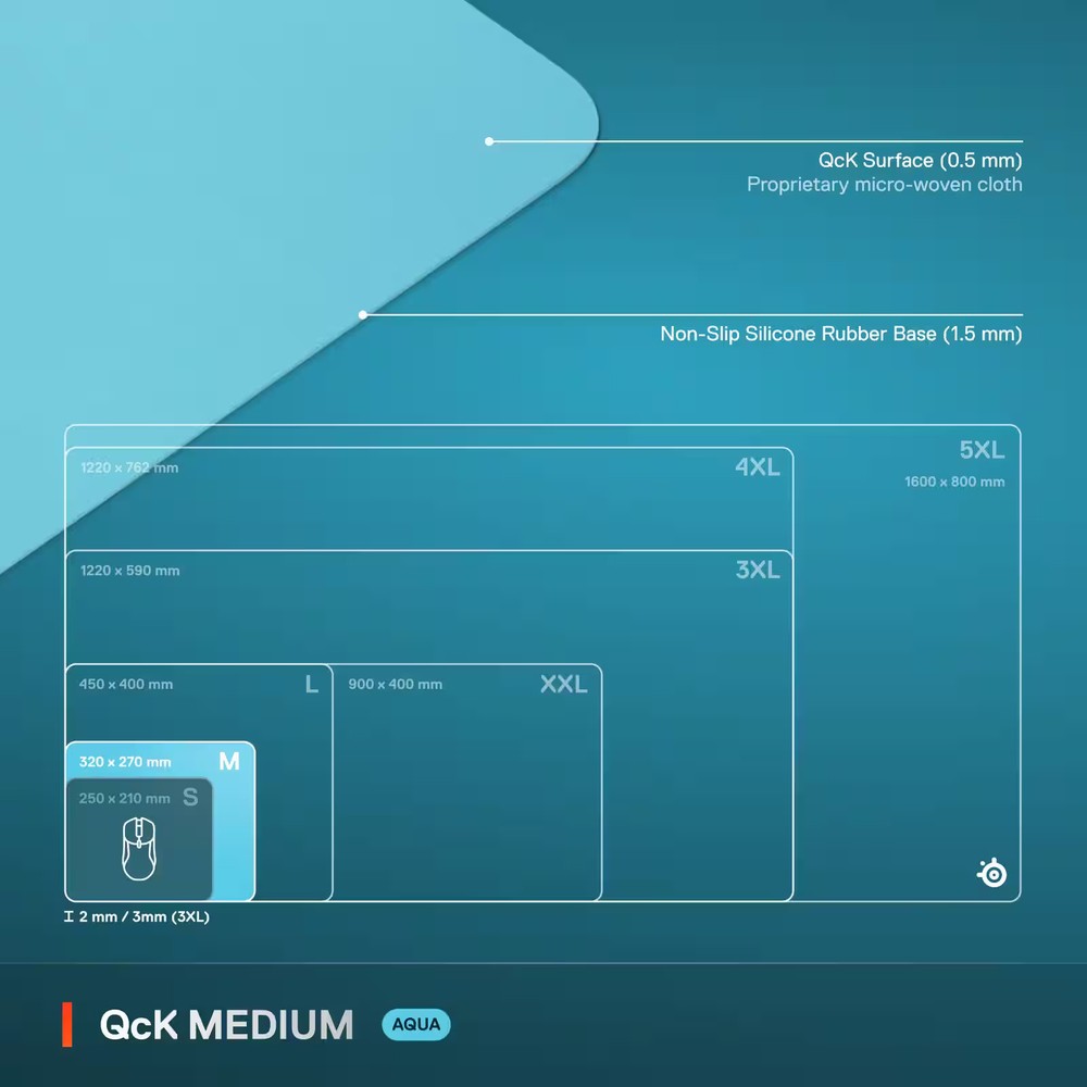 SteelSeries - QcK Cloth Gaming Mouse Pad (Medium) - Aqua