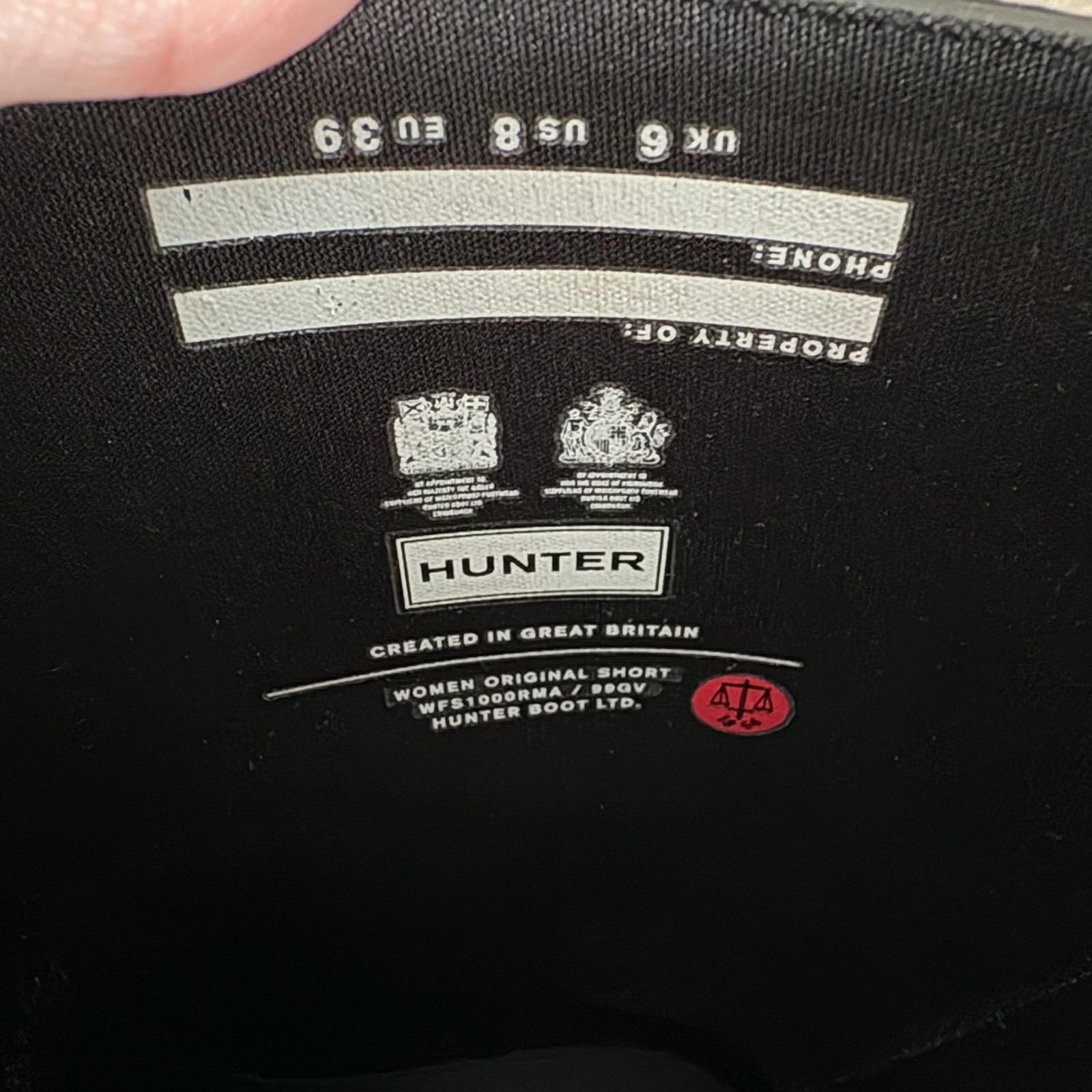 NWT Hunter 1 REPLACENT BOOT Matte Black Mid Calf Original Short Boot Size 8 left