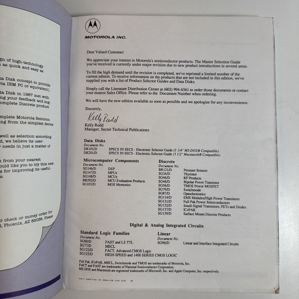 Motorola Semiconductor Master Selection Guide OEM SG73/D REV 3