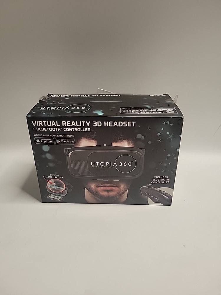 VIRTUAL REALITY 3D HEADSET GLASSES VR IPHONE ANDROID REMOTE UTOPIA 360 BLUETOOTH