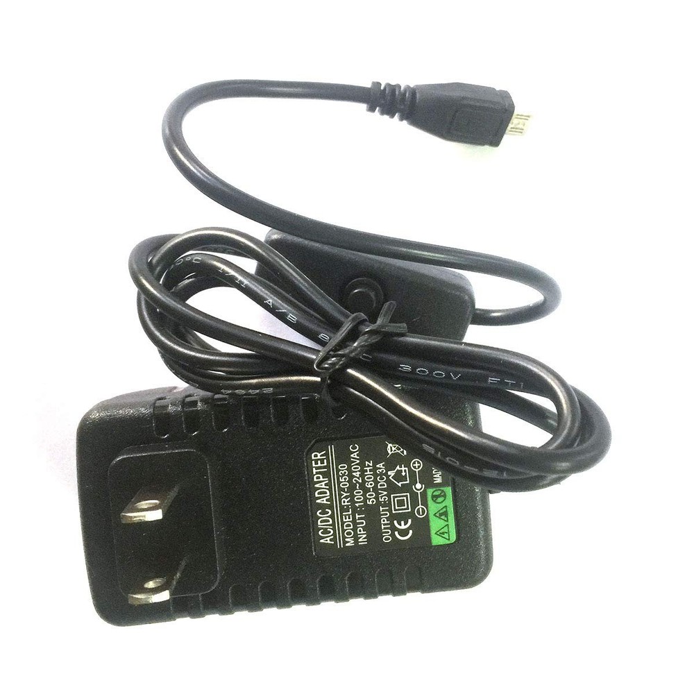 Raspberry pi power supply with switch - Pi 3 Model B B+ A+ black