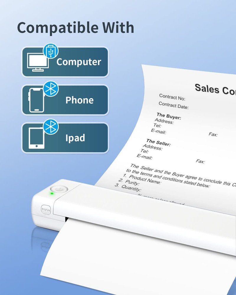 Portable Printers Wireless for Travel - M08F-A4 Bluetooth Thermal Printer