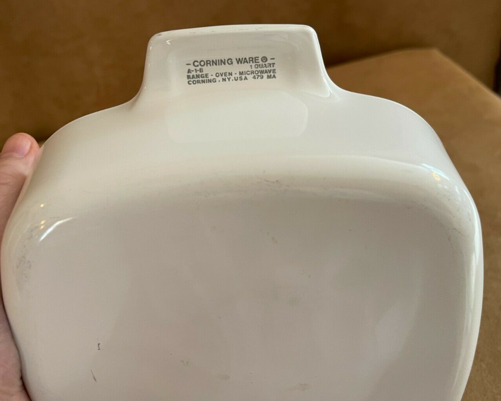 Corning Ware Solid White 1 Qt Casserole Baking Dish A-1-B Pyrex Lid vintage