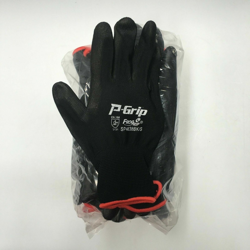 P-Grip Ultra-Thin Black Work Gloves Polyurethane Palm Coated Nylon Shell 24 Pair