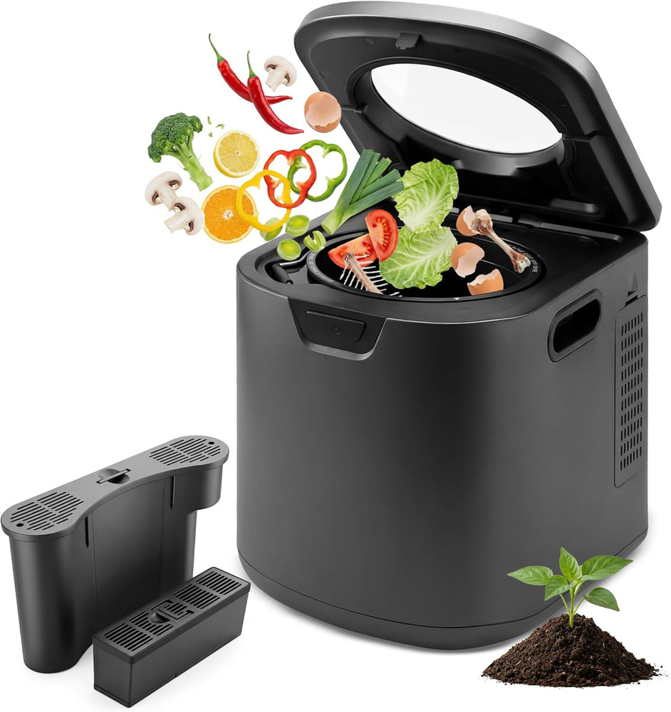 4 Quart Electric Kitchen Composter | Smart Countertop Composter Includes 2 Odorl