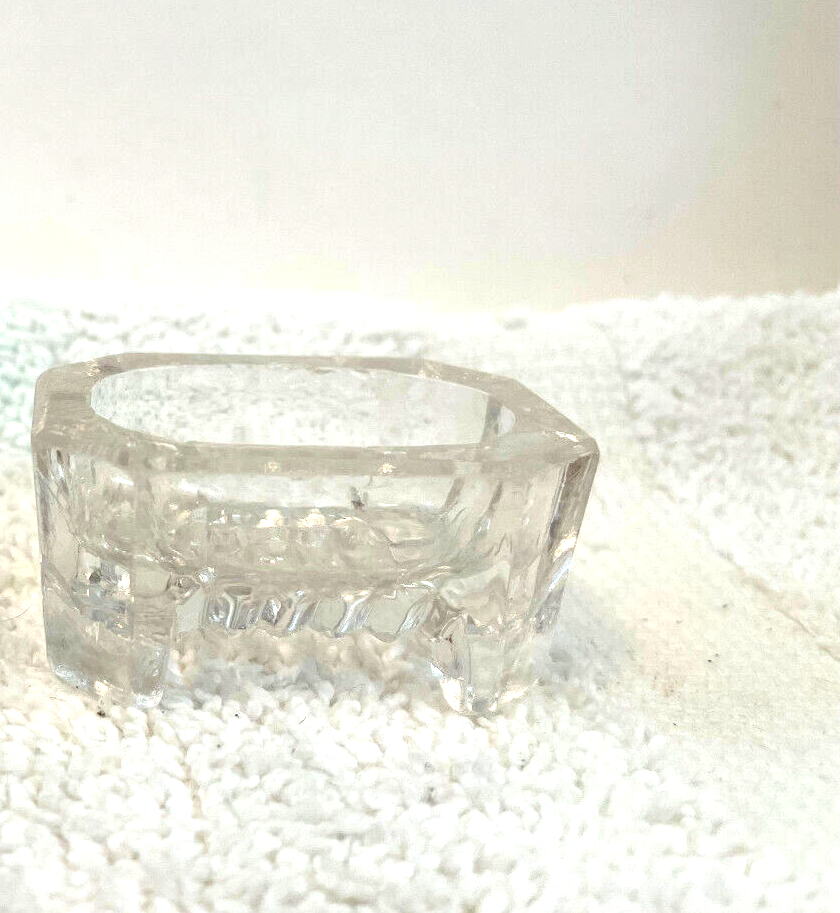 4 VTG Open Salt Cellar Plain Clear Glass As Is