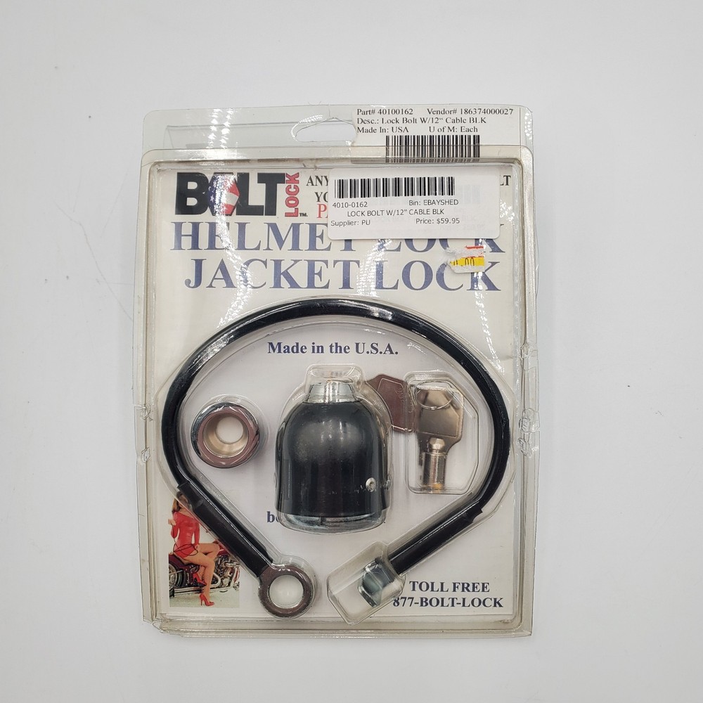 Bolt Lock Helmet Lock/Jacket Lock  With 12" cable