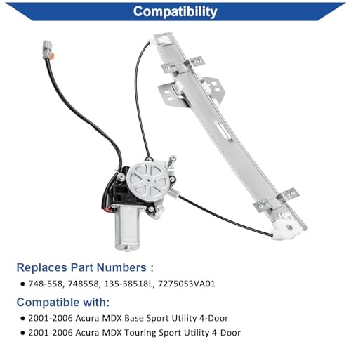 748-558 Power Window Regulator with Motor Compatible Rear Left Driver Side
