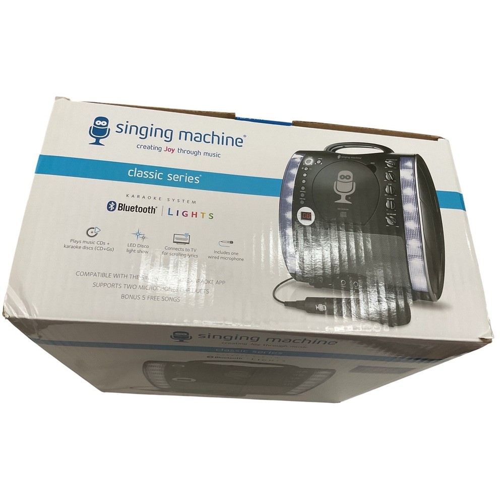 Singing Machine SML343BTBK Bluetooth CD+G Karaoke System with LED Disco Lights