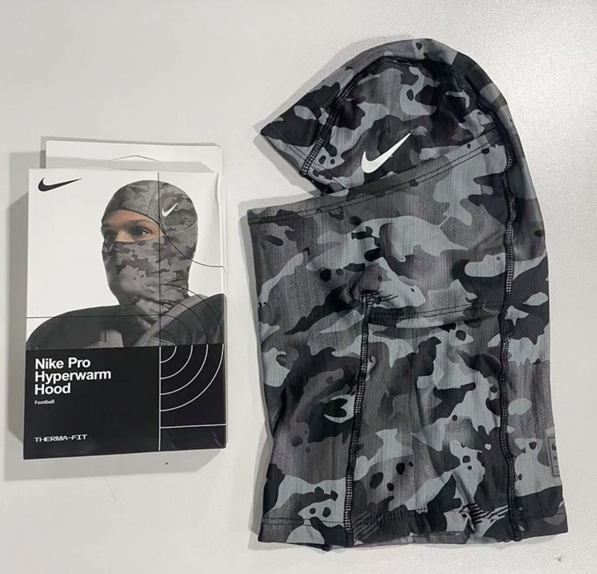 Nike Pro Hyperwarm Ski Mask Hood Therma-Fit - Grey Camo -US Stock