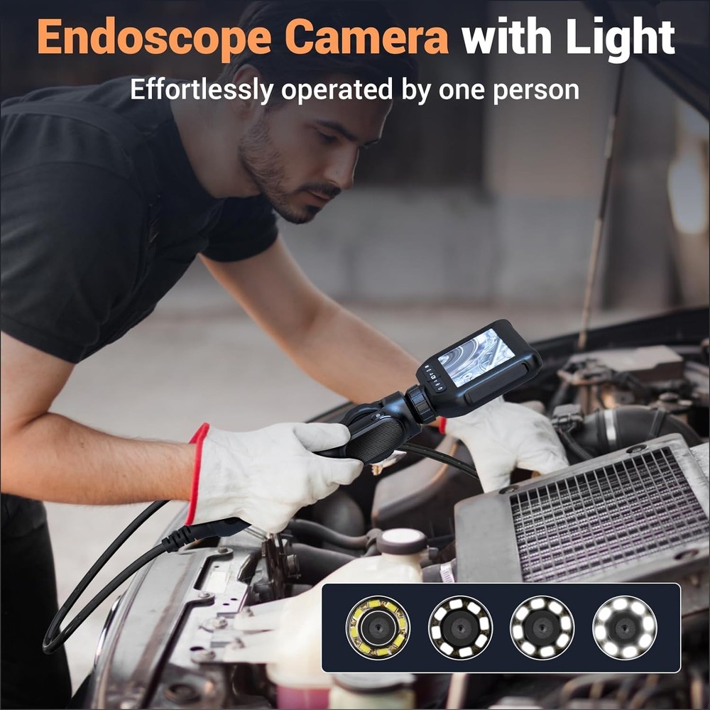 Two-Way Articulating Borescope camera with Light IP67 Waterproof LED Light