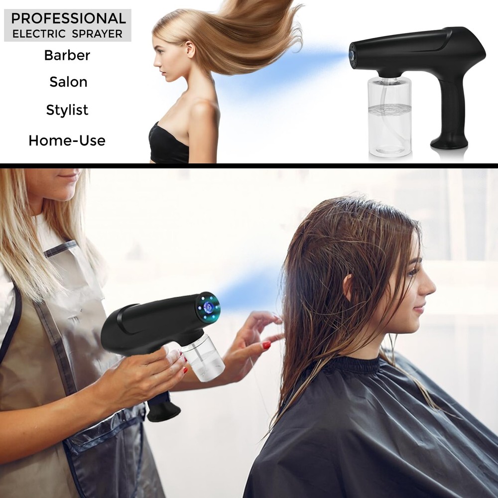 Barber Spray Bottle with Blue Light, Rechargeable Electrostatic Atomizer Spra...