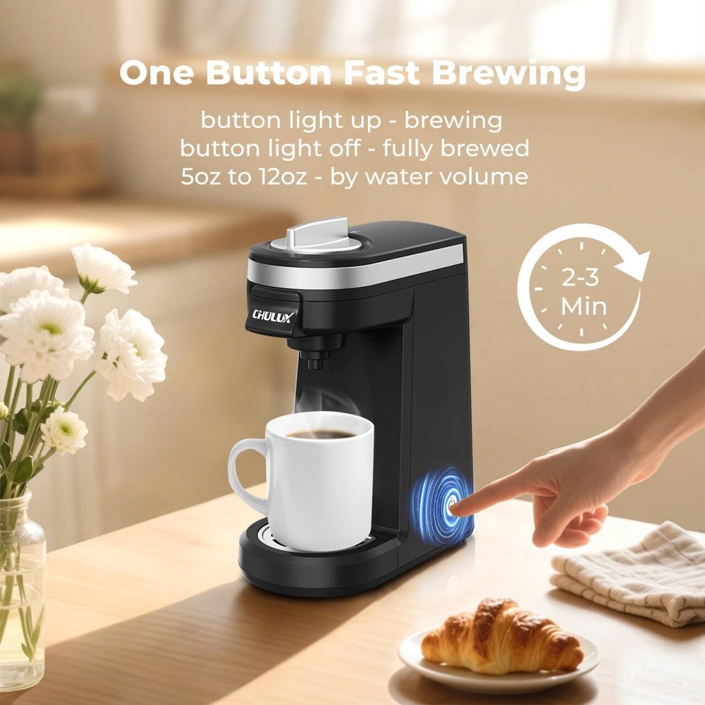 Single Serve Coffee Maker for Capsule and Ground Cup Machine Black