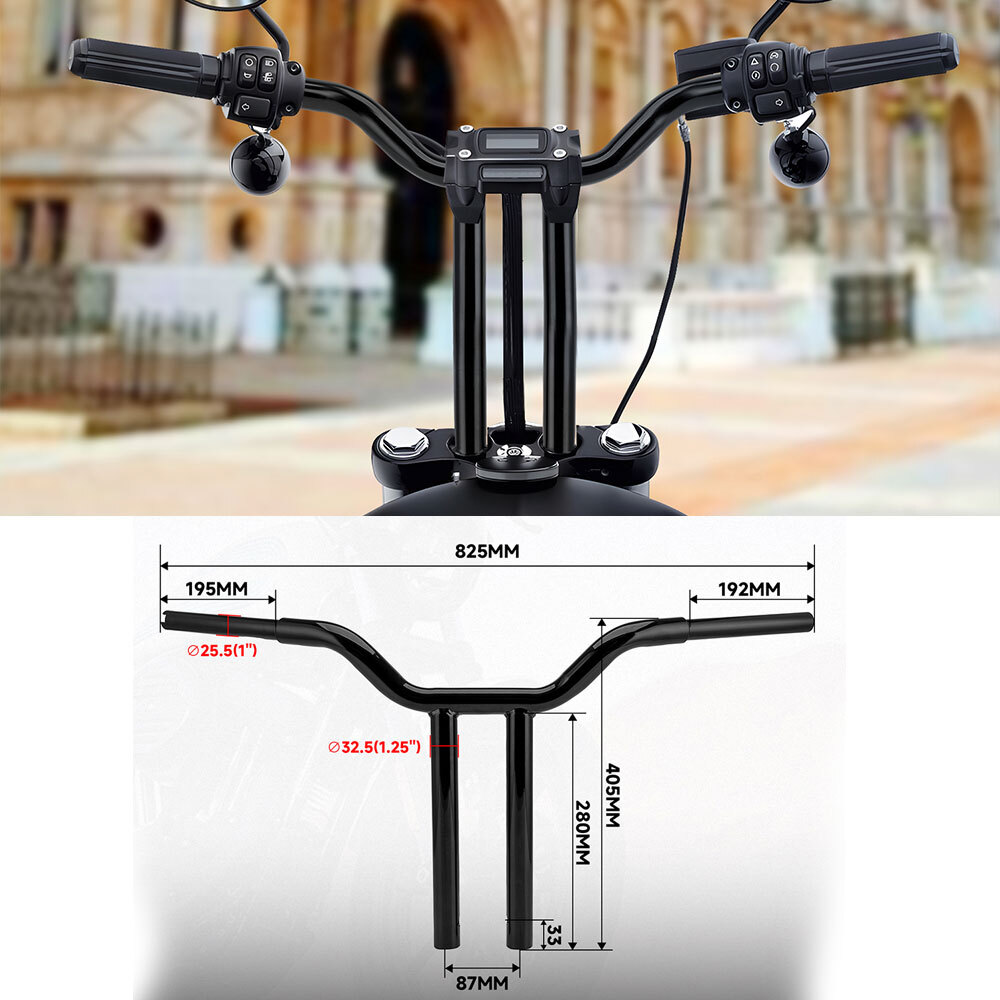 MX T Bars 10"/12"/14"/16" Rise Handlebar For Harley Dyna Softail Sportster FLHR