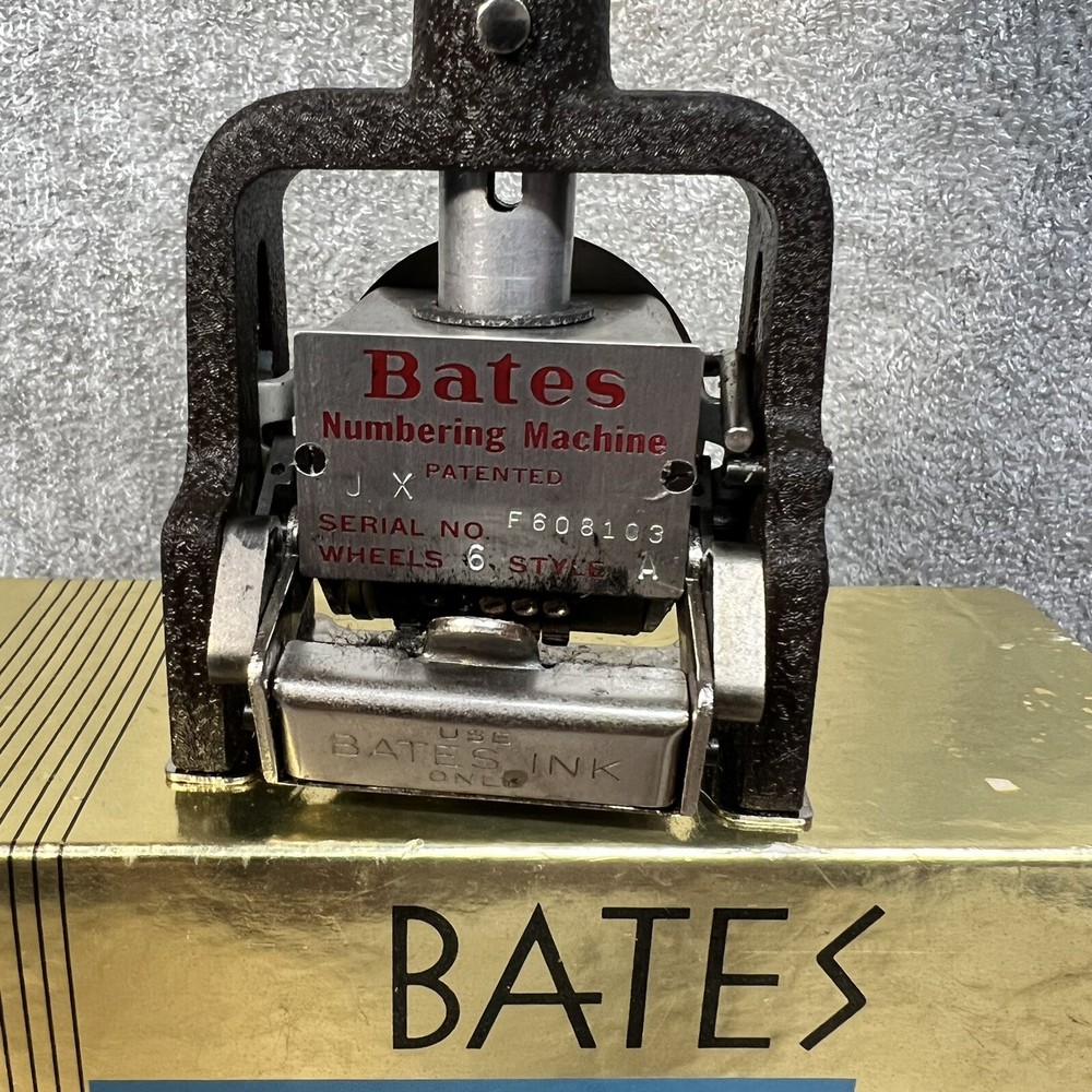 Bates Standard Multiple Movement Numbering Machine Stamp 6 Wheels Style A