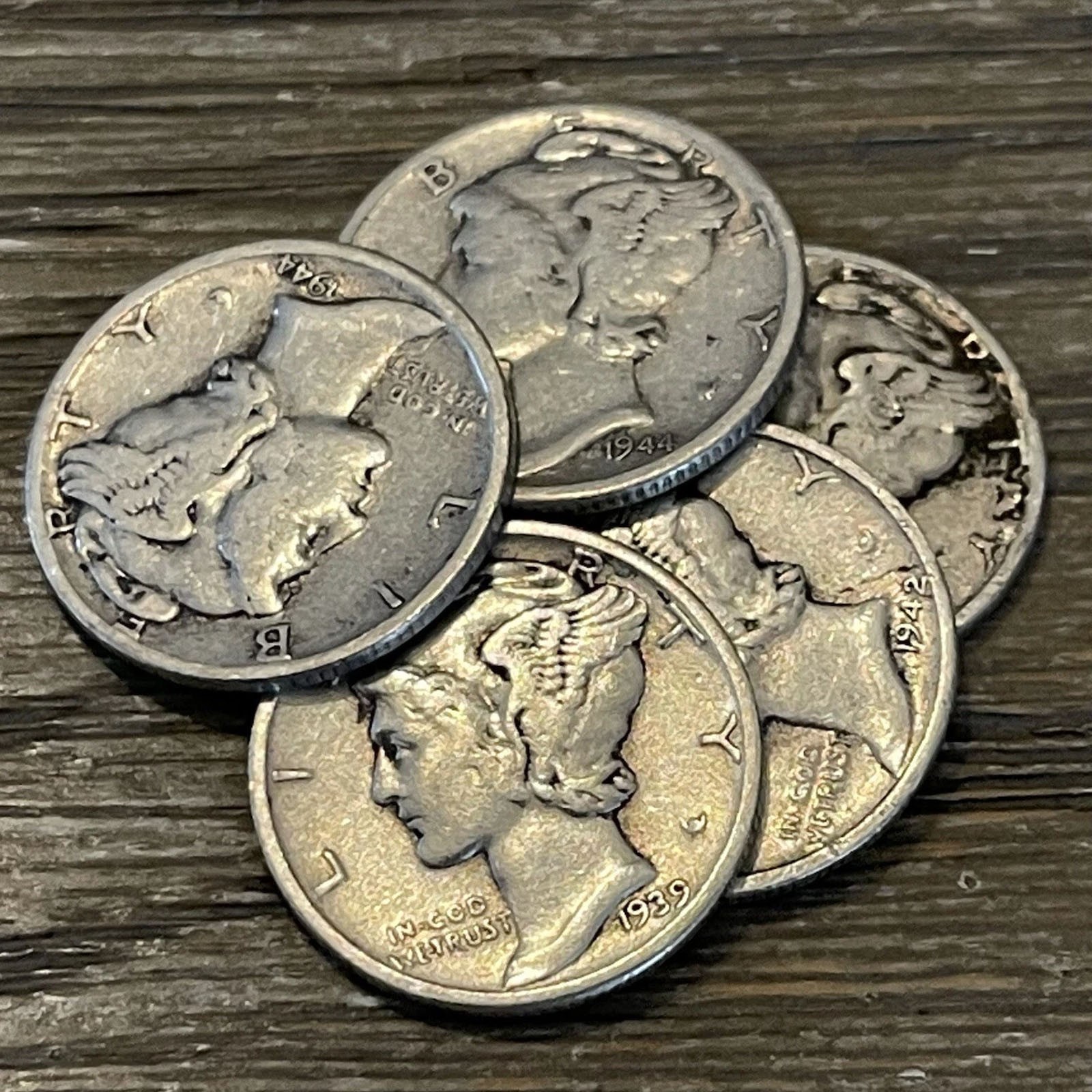 [Lot of 5] 1916-1945 Mercury Dimes Metal Silver Coin CHOOSE HOW MANY LOTS OF 5