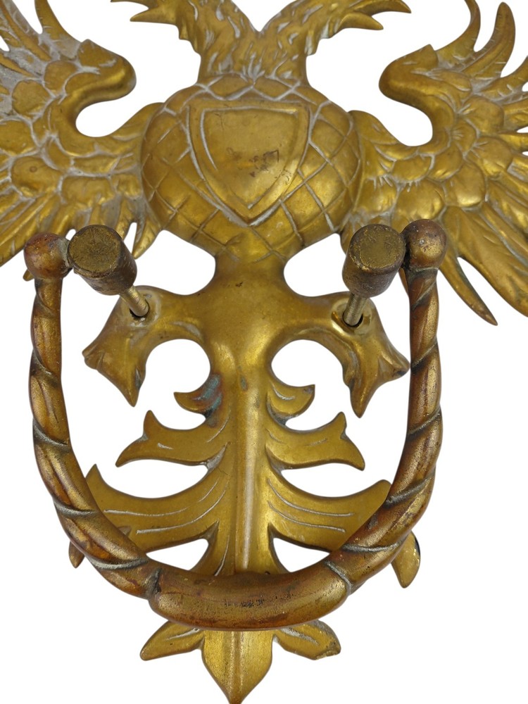 Antique Large 2 Headed Eagle Solid Brass Door Knocker Russian Austrian Masonic