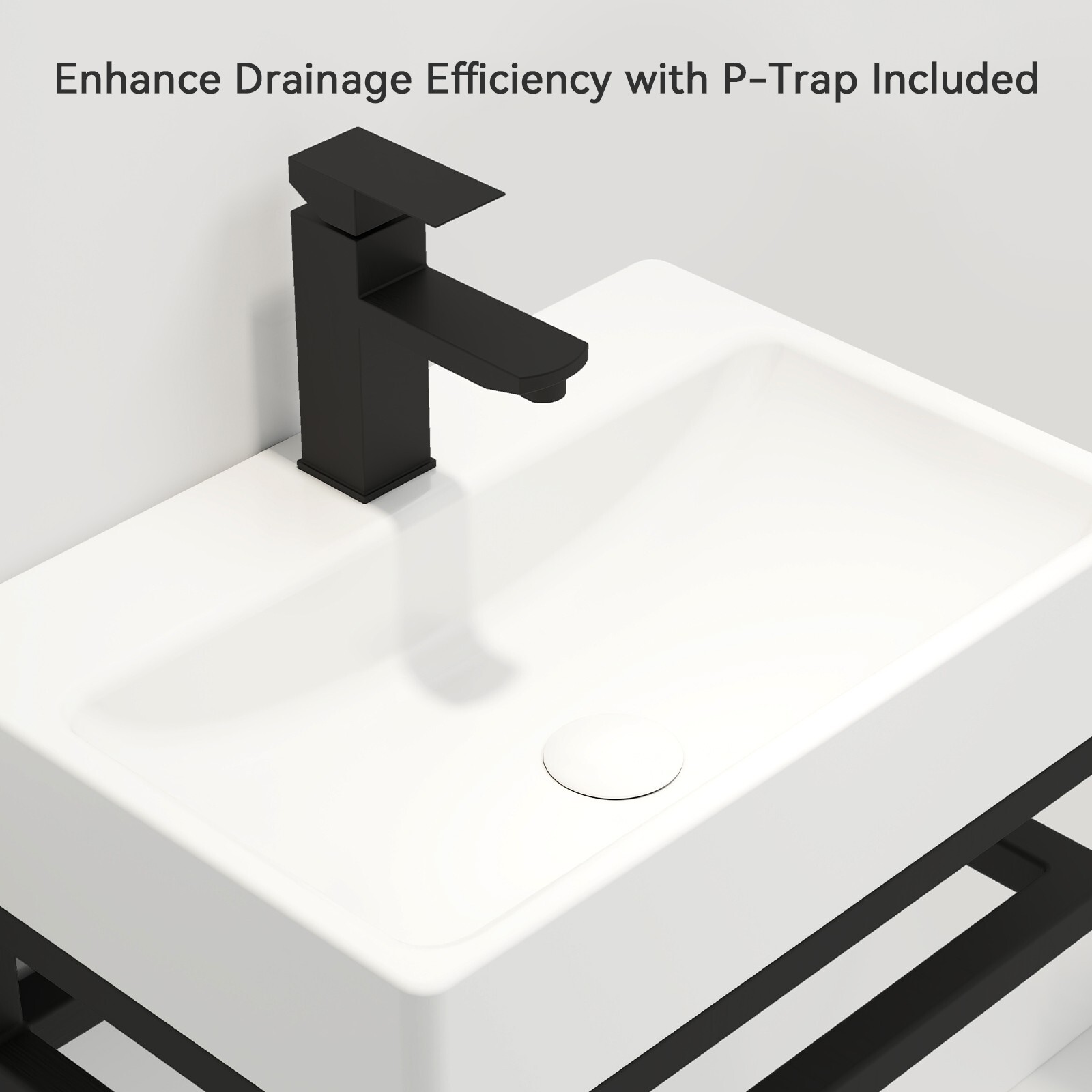 21" White Wall Mounted Vessel Sink Floating Ceramic Basin Bowl w/ Bracket Faucet