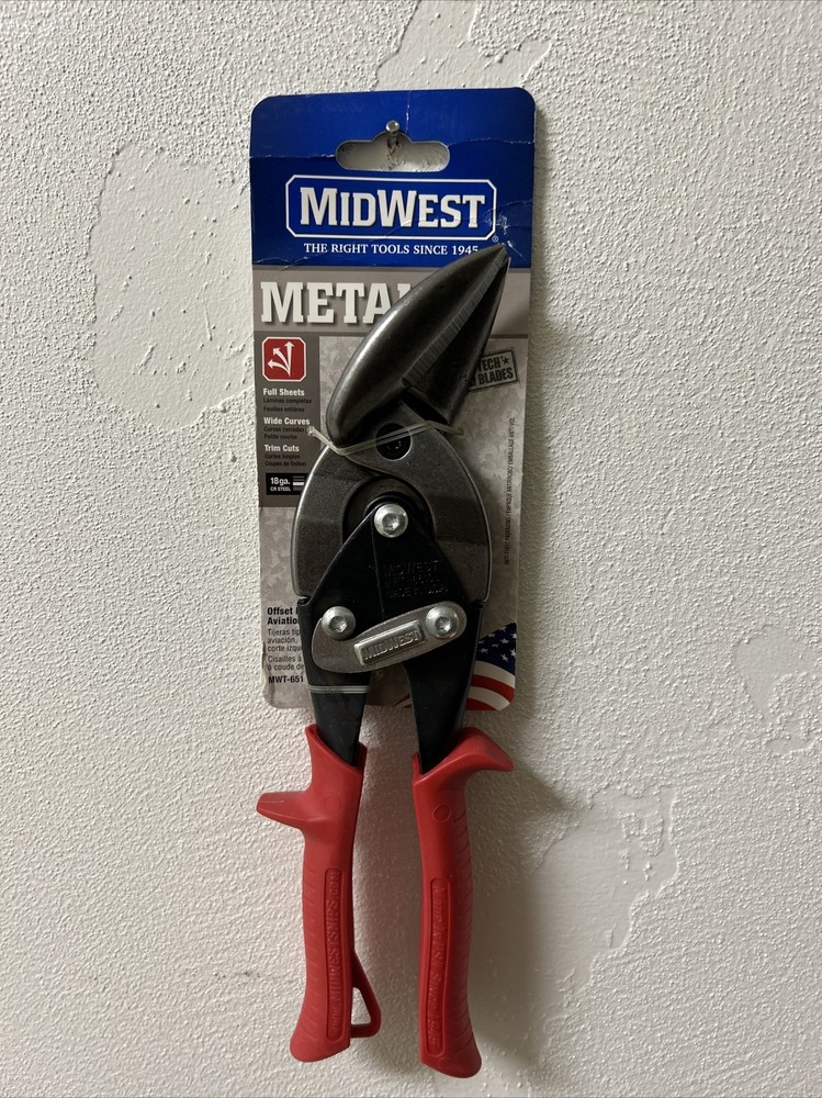 Midwest MWT-6510L Left Offset Aviation Snip - Black/Red