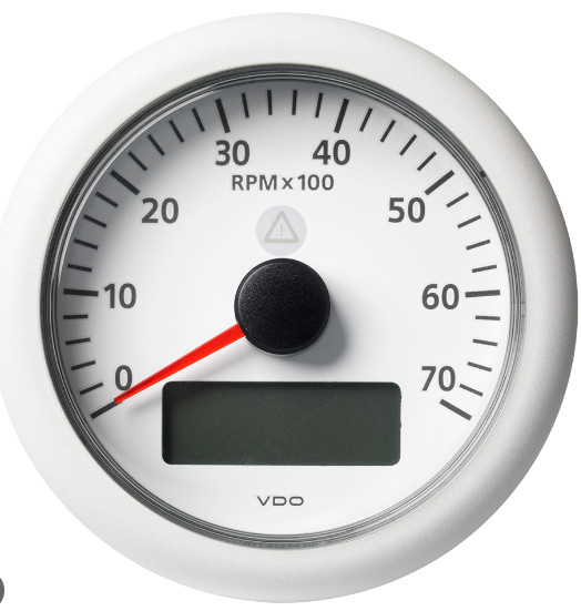VDO 3-3/8" (85mm) Viewline Tachometer W/Multi-Function Display 7000 Rpm White