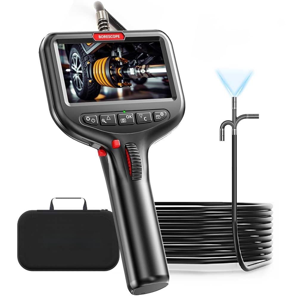 Flexible Endoscope Camera with Screen, 1080P HD, 0.24" Probe for Engine & Pipe I