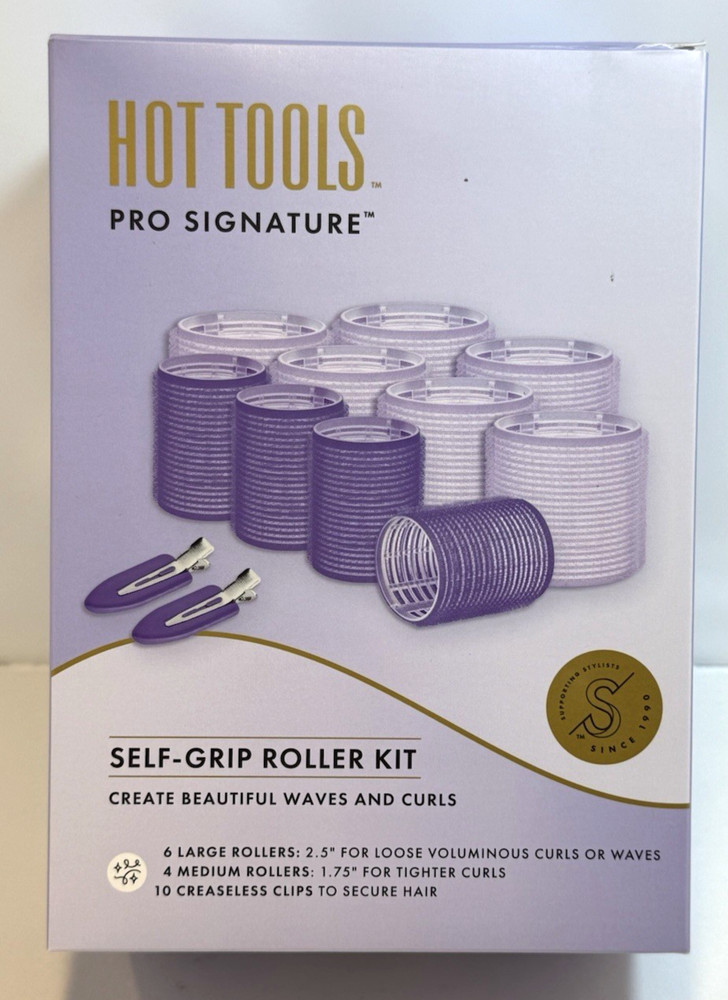 Hot Tools Self-Grip Roller Kit 6 large rollers, 4 medium rollers, 10 clips New