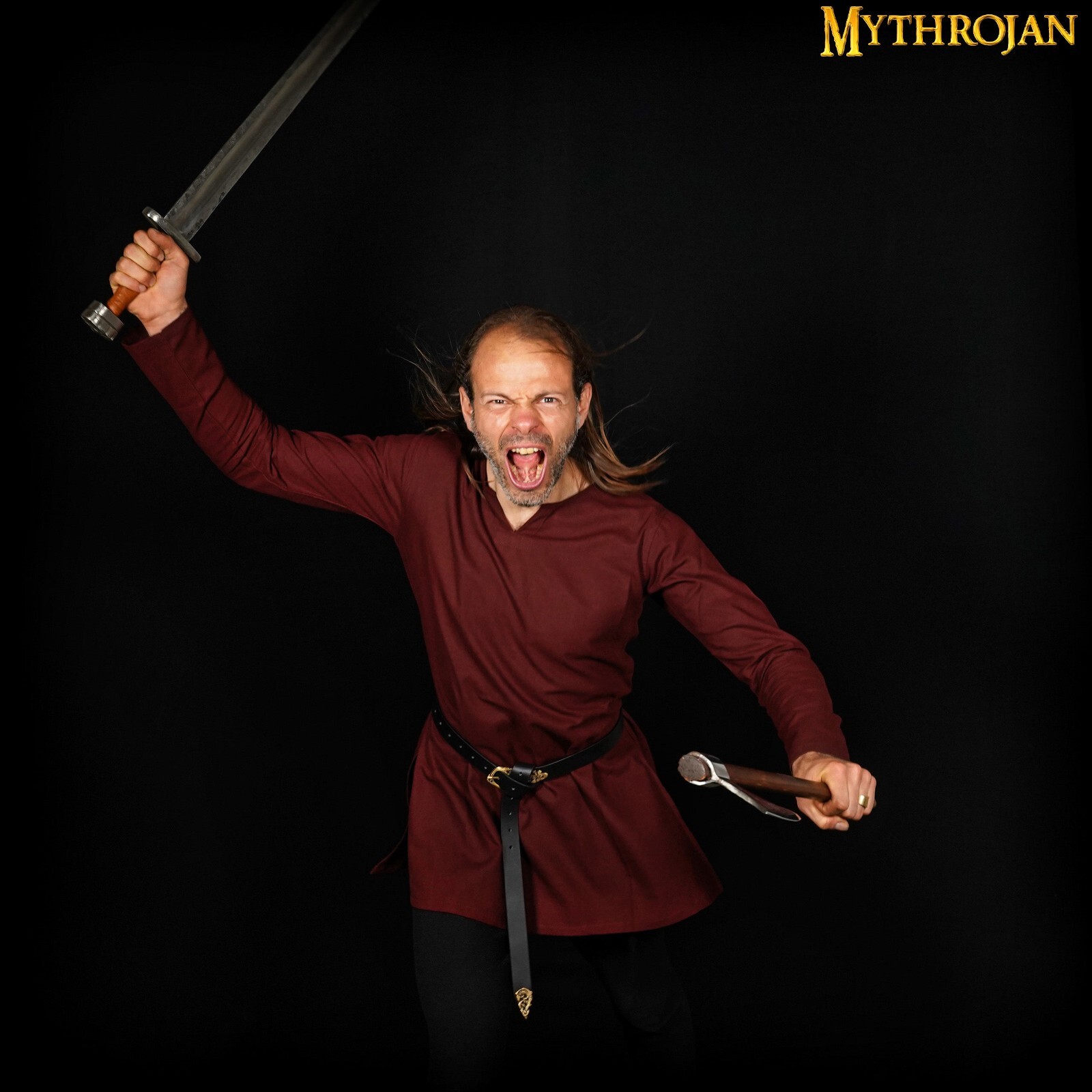 Viking Tunic Renaissance SCA Larp Cosplay Costume Medieval Inspired Shirt Brown