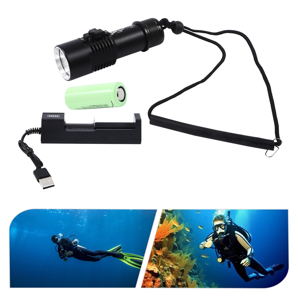 LED Dive Light Waterproof Compact Bright Diving Torch Submersible Flashlight