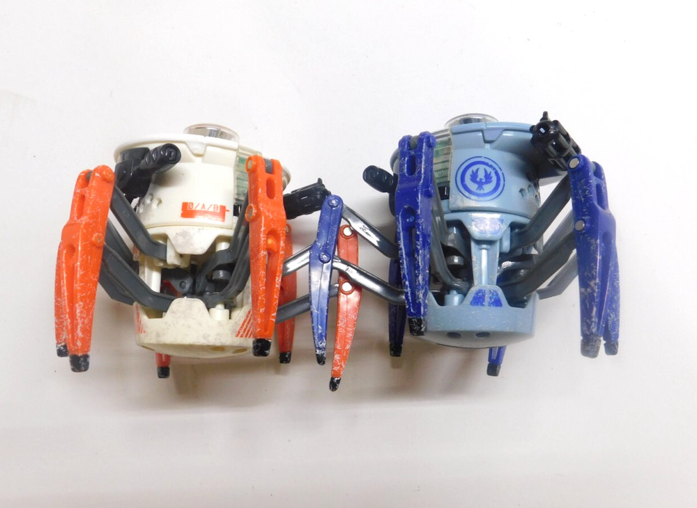 (2) HEXBUG Battle Spider Blue and Orange No Remote, Untested