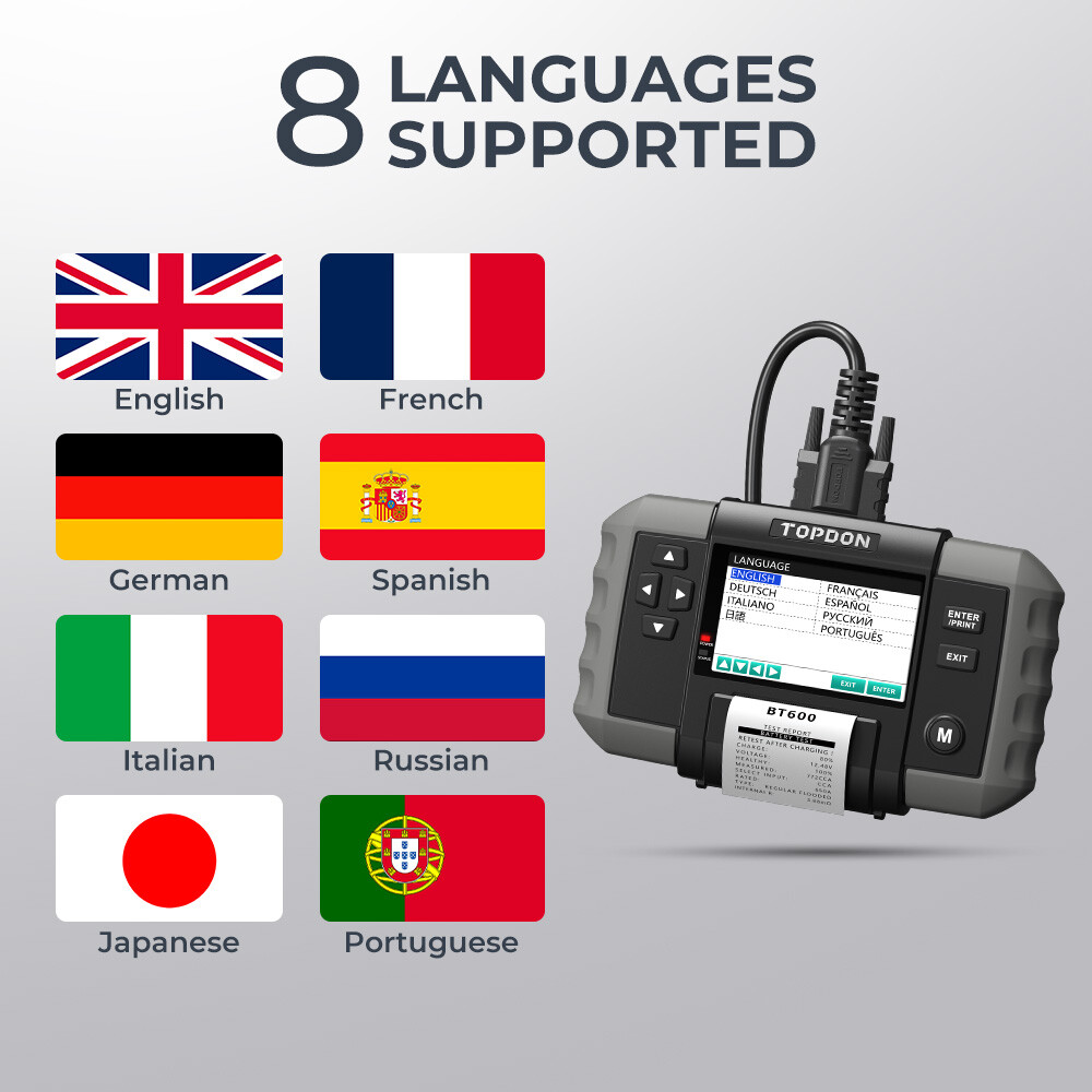 ✨TOPDON BT600: 12V Battery, Cranking, and Charging Test Solution with Printer✨