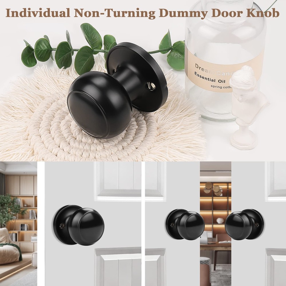 Probrico (8 Pack Classic Closet Door Knobs Dummy Knob, 8, Black