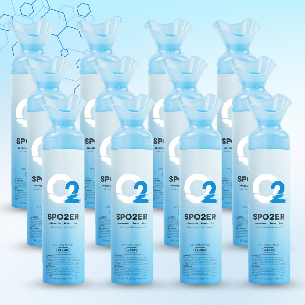 Spozer Oxygen Natural 10 Liter Pure Canned Oxygen Canister O2 Bottle 12 Pack